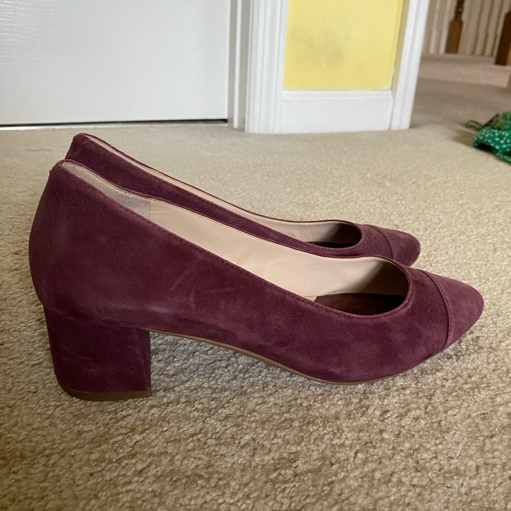 Luxurious purple suede Cole Haan heels